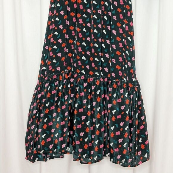 Tucker Juliette Dress Emerald Painted Poppies Micro in Silk Crepe de Chine Midi - Picture 8 of 8